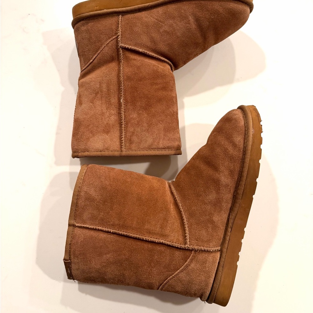 LAMO•leather suede chestnut brown kora round toe pull on boots 10 EUC